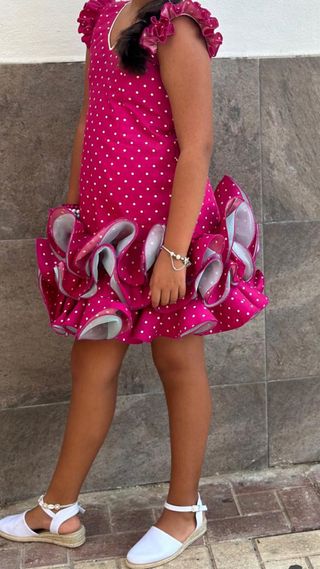 Traje Flamenca Lunares Rosa