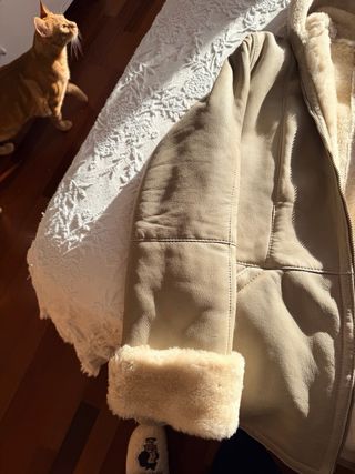 Chaqueta Piel Cordero Beige Talla 44.