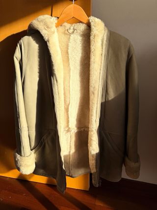 Chaqueta Piel Cordero Beige Talla 44.