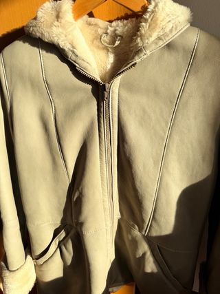 Chaqueta Piel Cordero Beige Talla 44.