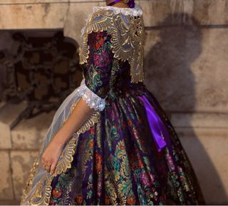 Vestido de Fallera T38-40 Morado y Dorado