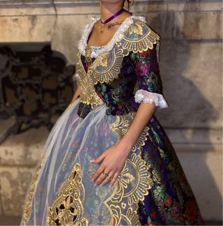 Vestido de Fallera T38-40 Morado y Dorado