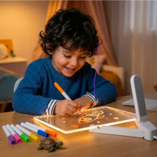 Pizarra de dibujo/escritura con LED para niños