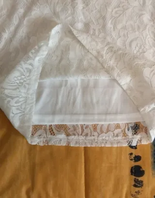 Camiseta encaje manga corta mujer