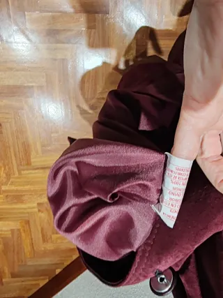 Abrigo piel ovino mujer color berenjena