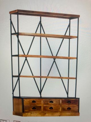 Estantería metal y madera con cajones