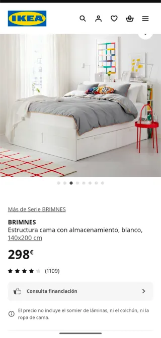Cama BRIMNES Ikea con almacenaje