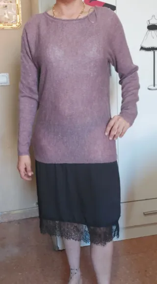 Vestido lencero morado y negro