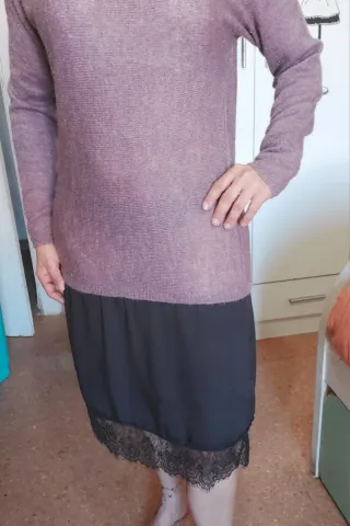 Vestido lencero morado y negro