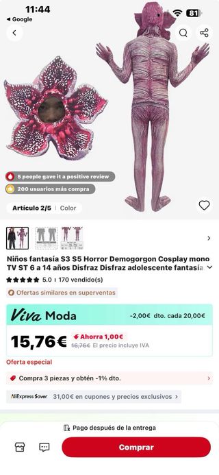 Disfraz infantil talla 110