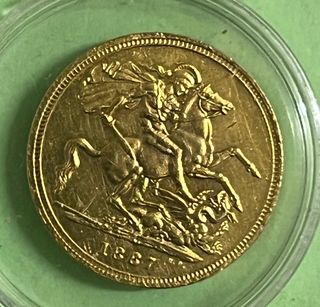 Moneda Baño Oro 24K Reina Victoria 1887