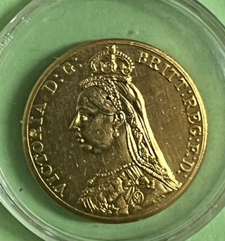 Moneda Baño Oro 24K Reina Victoria 1887