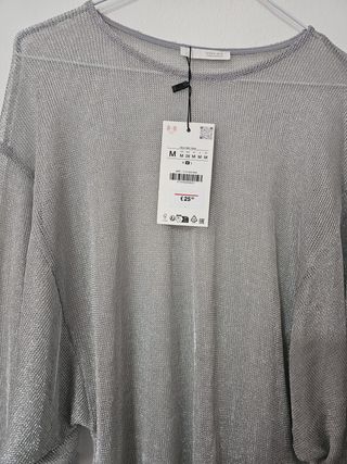 Top Zara metalizado T. M - Nuevo con etiqueta