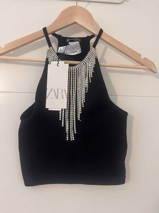 Top Zara con pedrería Talla XS-S