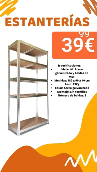 Scaffalature metalliche con 5 ripiani da 180 cm nuove con spedizione