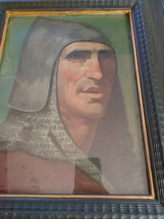 Retrato guerrero medieval s.XIX escuela Sevillana