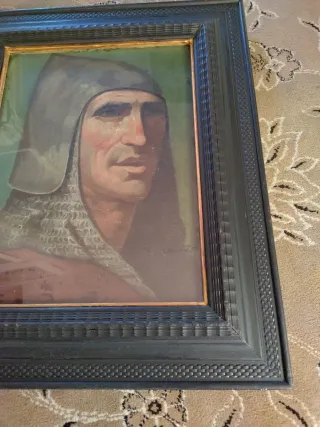 Retrato guerrero medieval s.XIX escuela Sevillana