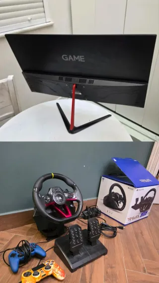 Lote PlayStation: Volante , Mandos y  Monitor