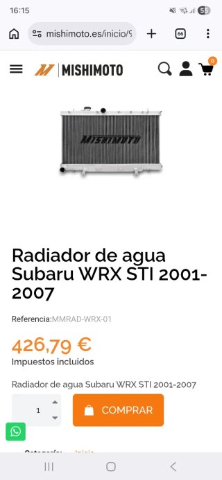 Radiador Mishimoto Subaru Impreza WRX STI 01-07