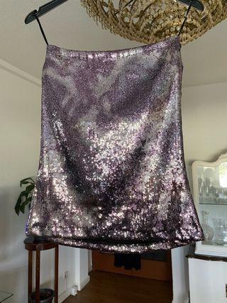 Top lentejuelas NAFNAF Talla 36 Morado/Plateado