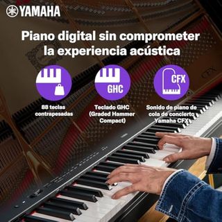 Piano digitale Yamaha P-225 RICAVATO con segni minimi, leggero e portatile, con tastiera Graded Hammer Compact, 88 tasti e 24 voci di strumenti, nero