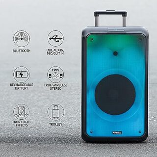 Ibiza - Street-Wave-MAX - REACONDICIONADO marcas minimas, Altavoz portátil de 600W/12 a Pilas con Bluetooth, USB y microSD - Efecto LED Wave y conexión inalámbrica TWS - Negro