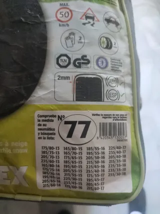 Cadenas textiles nieve Drivetex. Número 77