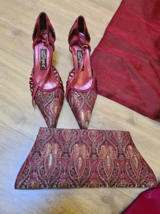 Vestido fiesta rojo/granate