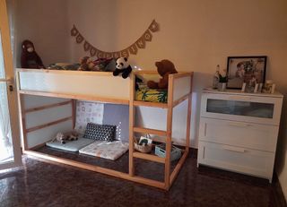 Cama Kura reversible pino/blanco 90x200