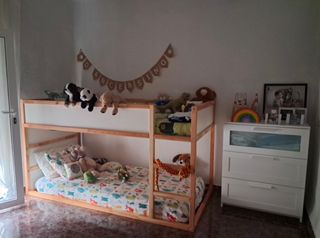 Cama Kura reversible pino/blanco 90x200