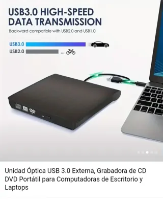 Unidad Óptica USB 3.0 Externa Grabadora CD/DVD