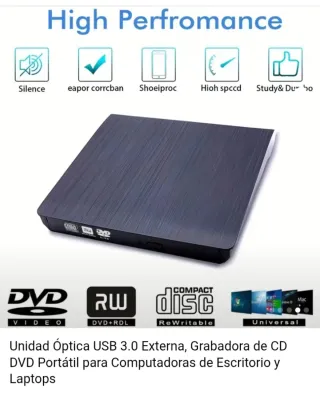 Unidad Óptica USB 3.0 Externa Grabadora CD/DVD