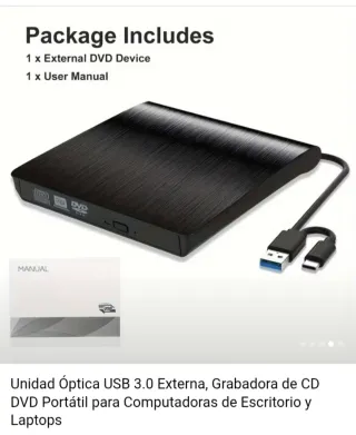 Unidad Óptica USB 3.0 Externa Grabadora CD/DVD