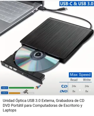Unidad Óptica USB 3.0 Externa Grabadora CD/DVD