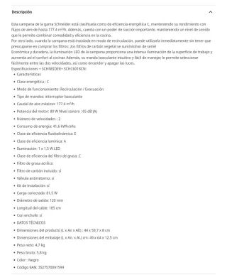 Campana extractora Schneider 60cm