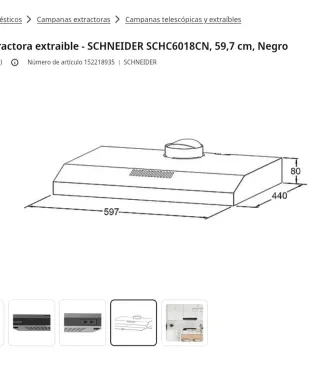 Campana extractora Schneider 60cm