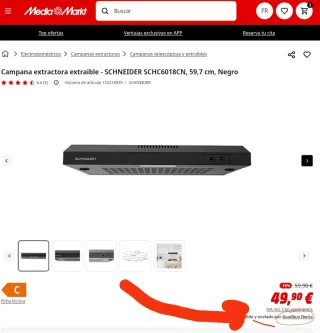 Campana extractora Schneider 60cm