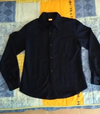 Camisa azul manga larga mujer