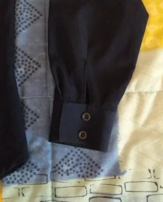 Camisa azul manga larga mujer