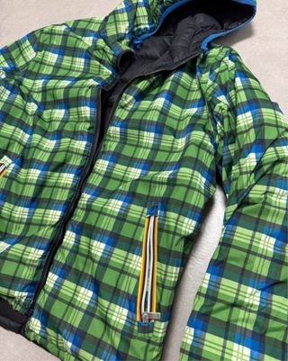 Giubbotto K-Way nero con fodera a quadri