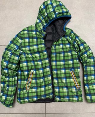 Giubbotto K-Way nero con fodera a quadri