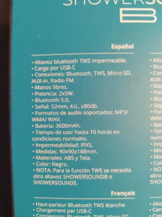 Altavoz Phoenix Showersound B Bluetooth IPX5