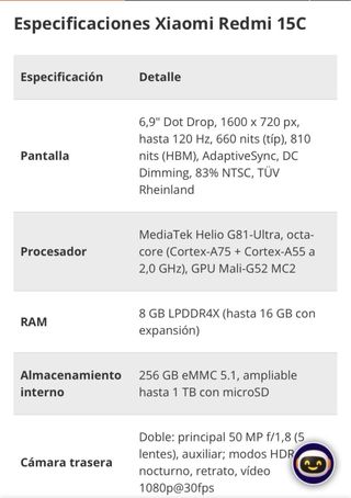 Xiaomi Redmi 15C 5G 8GB 256GB Negro