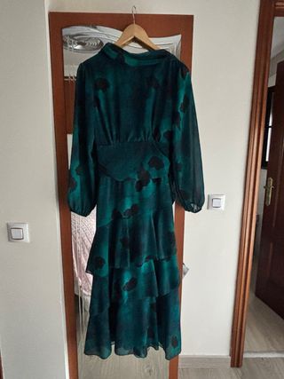 Vestido largo estampado verde y negro