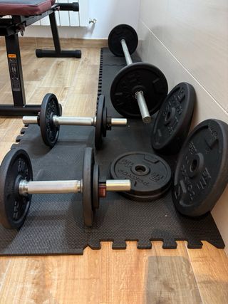 Kit Mancuernas y Barra Musculación 50kg en total