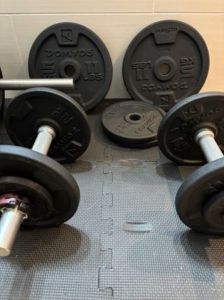 Kit Mancuernas y Barra Musculación 50kg en total