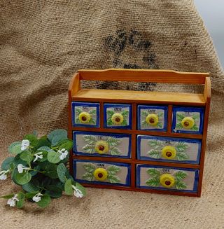 Portaspezie Vintage Legno Ceramica