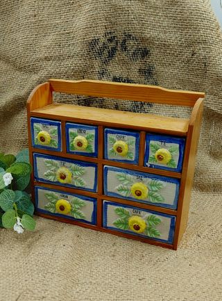 Portaspezie Vintage Legno Ceramica