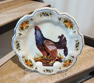 Piatto con Gallo Cedrone in Melamina anni '70