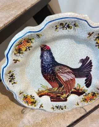 Piatto con Gallo Cedrone in Melamina anni '70